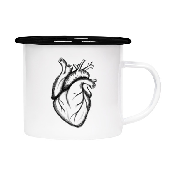 Plecháček - smaltový lem s potiskem Srdce